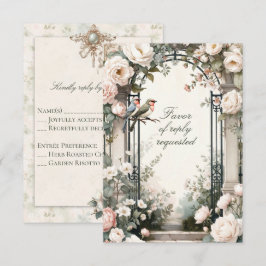 Cartão de Resposta para Festa de Noivado Floral Lo
