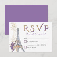 Cartão de Resposta Paris Torre Eiffel Lavanda Fran