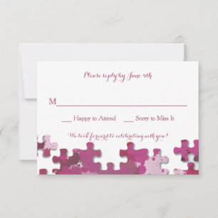 Cartão de Resposta Peças de Puzzle Rosa