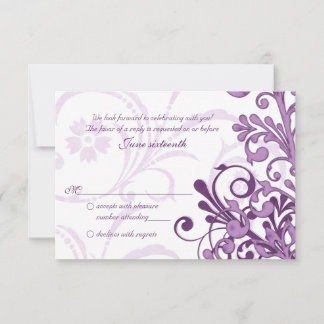 Cartão de Resposta Pequeno Floral Abstrato Branco