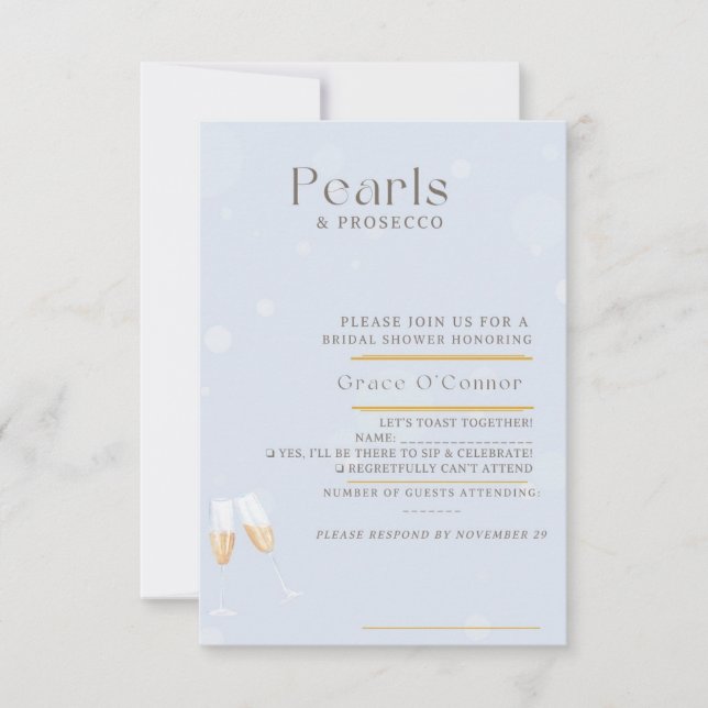 Cartão de Resposta Pérolas e Prosecco (Frente)