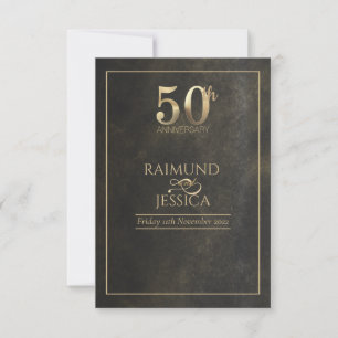 Cartão de Resposta Poeira Dourada de 50º Aniversár