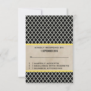Cartão de Resposta Quatrefoil Chic Amarelo