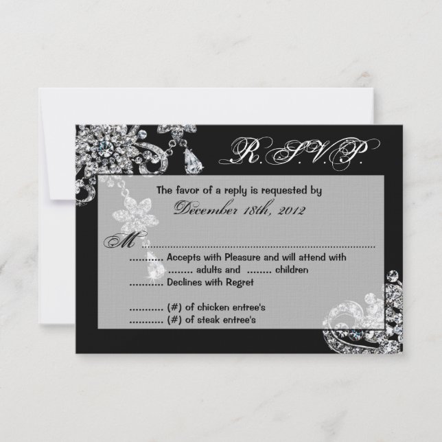 Cartão de Resposta R.S.V.P. 3x5 Colar de Joias de  (Frente)