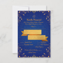 Cartão de Resposta Royal Blue e Dourado