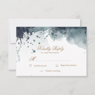 Cartão de Resposta RSVP Aquarela Dourada