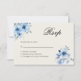 Cartão de resposta RSVP azul de Quinceanera