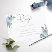 Cartão de Resposta RSVP Azul Poeirento Elegante pa