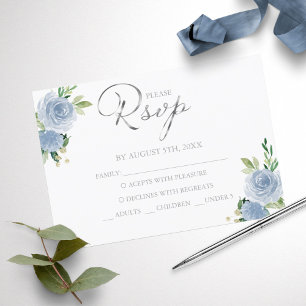 Cartão de Resposta RSVP Azul Poeirento Elegante pa