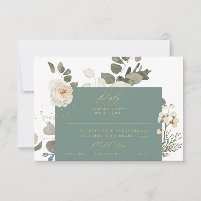 Cartão de Resposta RSVP Botânica Floral Suave (Frente)