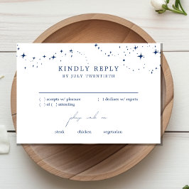 Cartão de Resposta RSVP Branco de Casamento Celest
