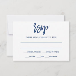 Cartão de Resposta RSVP | Caligrafia à Mão - Azul