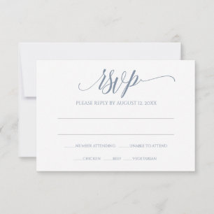Cartão de Resposta RSVP Caligrafia Luxuosa (Azul