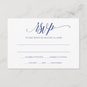 Cartão de Resposta RSVP Caligrafia Luxuosa (Azul