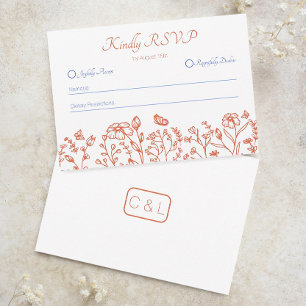 Cartão de Resposta RSVP Casamento Laranja Pôr do S