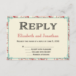 Cartão de Resposta RSVP Casamento Rústico Vermelho