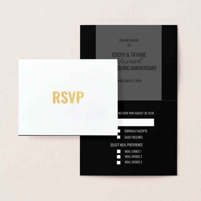 Cartão de Resposta RSVP de Aniversário de Casament (Display)