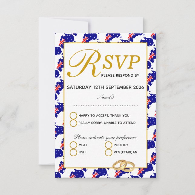 Cartão de Resposta RSVP de Casamento AUSTRÁLIA (Frente)