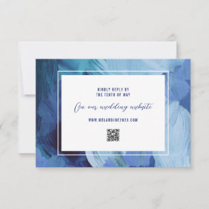 Cartão de Resposta RSVP de Casamento Azul Pintado