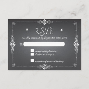 Cartão de Resposta RSVP de Casamento Chalkboard