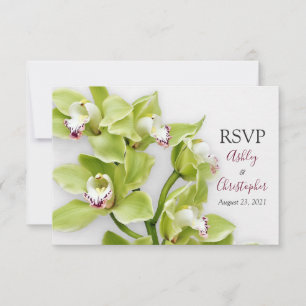 Cartão de Resposta RSVP de Casamento com Orquídea