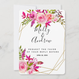 Cartão de resposta RSVP de casamento com Rosas de