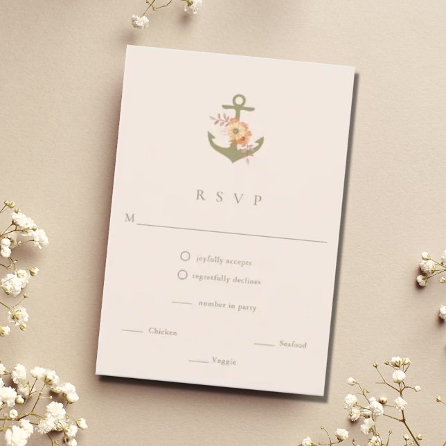 Cartão de Resposta RSVP de Casamento de Âncora Náu (nautical boho wedding rsvp card)