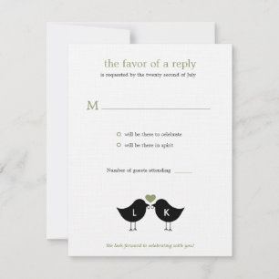 Cartão de Resposta/RSVP de Casamento de Aves do M