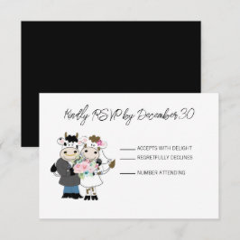 Cartão de Resposta RSVP de Casamento de Casal Cow