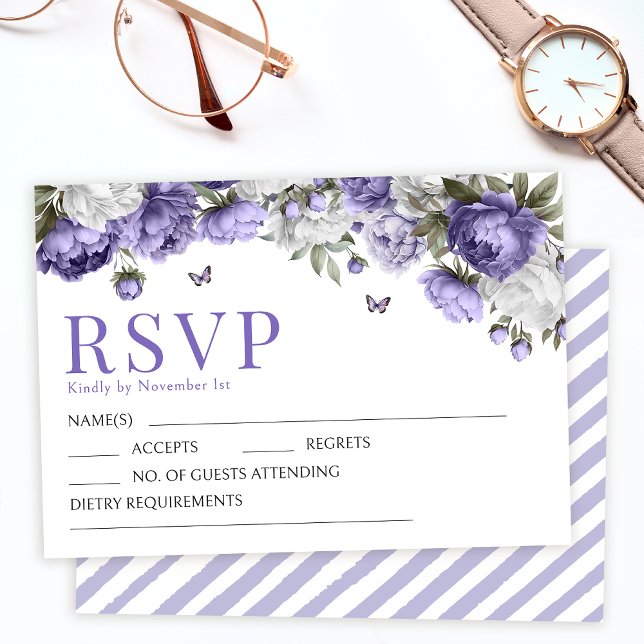 Cartão de resposta RSVP de casamento de flores vio (Criador carregado)