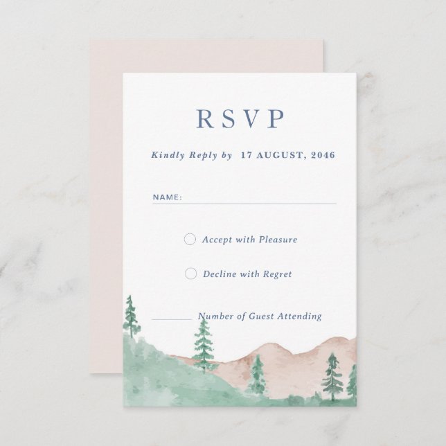 Cartão de Resposta RSVP de Casamento de Floresta M (Frente/Verso)
