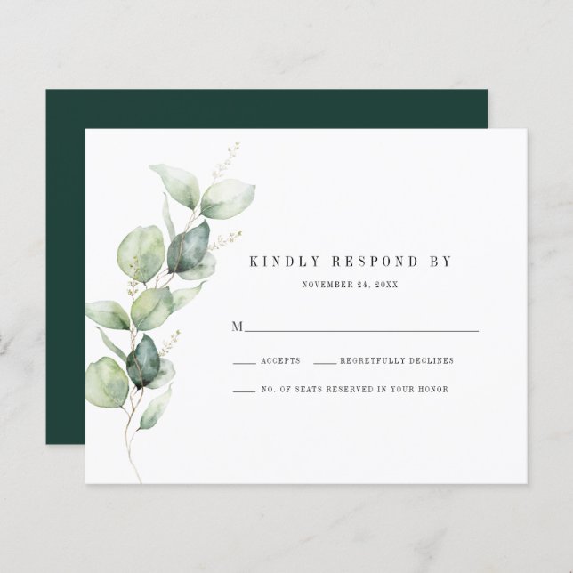 Cartão de Resposta RSVP de Casamento de Foliage Eu (Frente/Verso)
