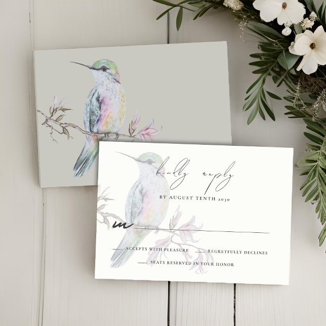 Cartão de Resposta RSVP de Casamento de Hummingbir (Criador carregado)