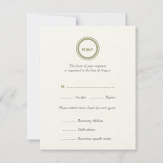 Cartão de resposta RSVP de casamento de iniciais v