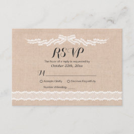 Cartão de Resposta RSVP de Casamento de Linen Line
