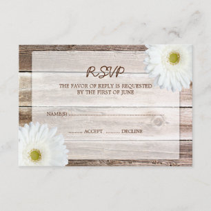 Cartão de Resposta RSVP de Casamento de Madeira de