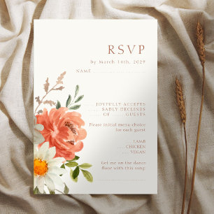 Cartão de Resposta RSVP de Casamento de Marfim Flo