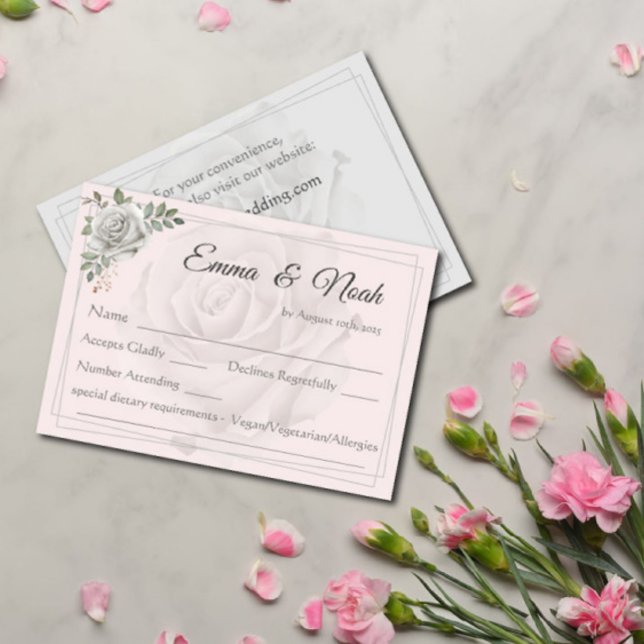Cartão de Resposta RSVP de Casamento de Roses Bran (Criador carregado)