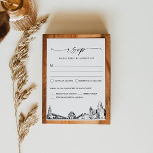 Cartão de Resposta RSVP de Casamento de Skyline de