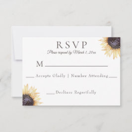 Cartão de Resposta RSVP de Casamento de Sunflower