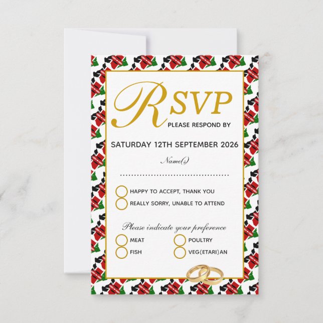 Cartão de Resposta RSVP de Casamento do Elegante K (Frente)