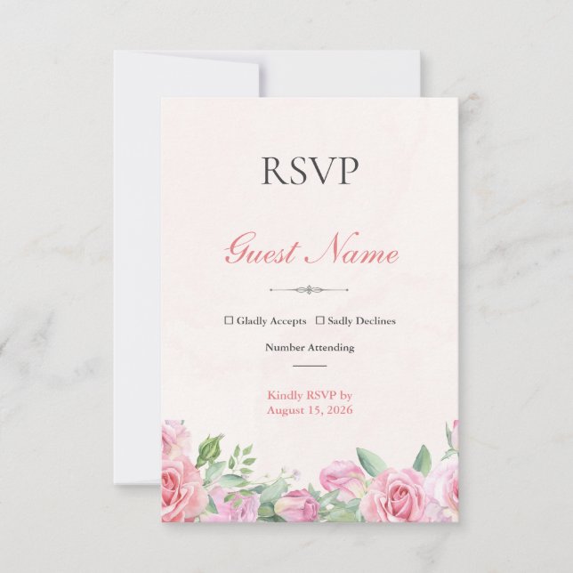 Cartão de Resposta RSVP de Casamento Editable com  (Frente)
