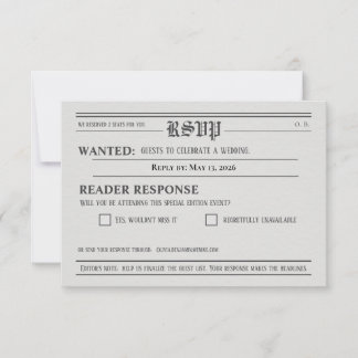 Cartão de resposta RSVP de casamento em estilo de