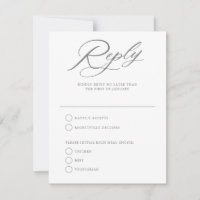 Cartão de Resposta RSVP de Casamento em Script Ele