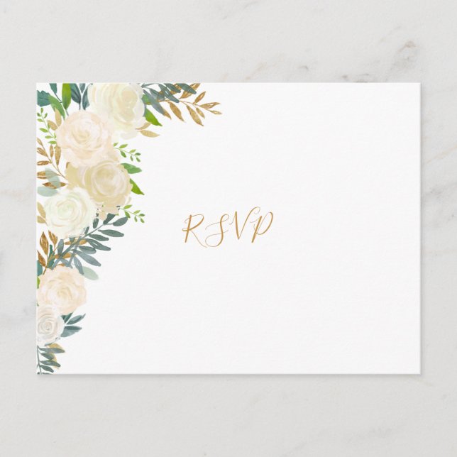 Cartão de resposta Rsvp de casamento floral branco (Frente)