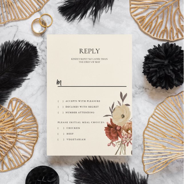 Cartão de Resposta RSVP de Casamento Floral de out (Criador carregado)