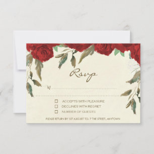 Cartão de resposta RSVP de casamento floral de ros