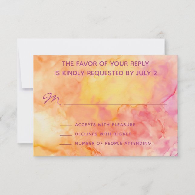 Cartão de Resposta RSVP de Casamento Flores Fresca (Frente)