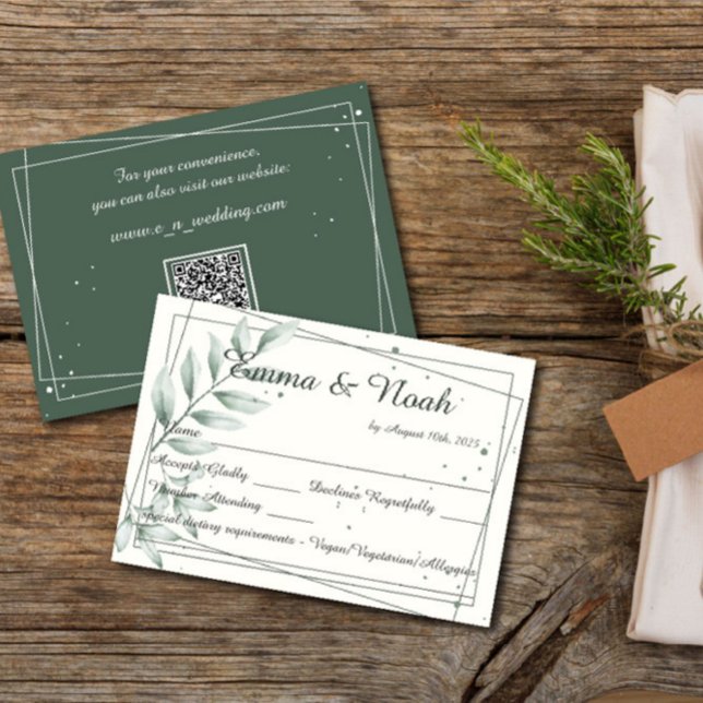 Cartão de Resposta RSVP de Casamento Folhas Verdes (Criador carregado)