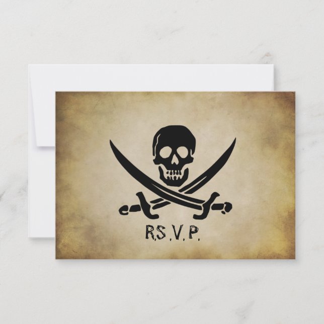 Cartão de Resposta RSVP de Casamento Pirata (Frente)